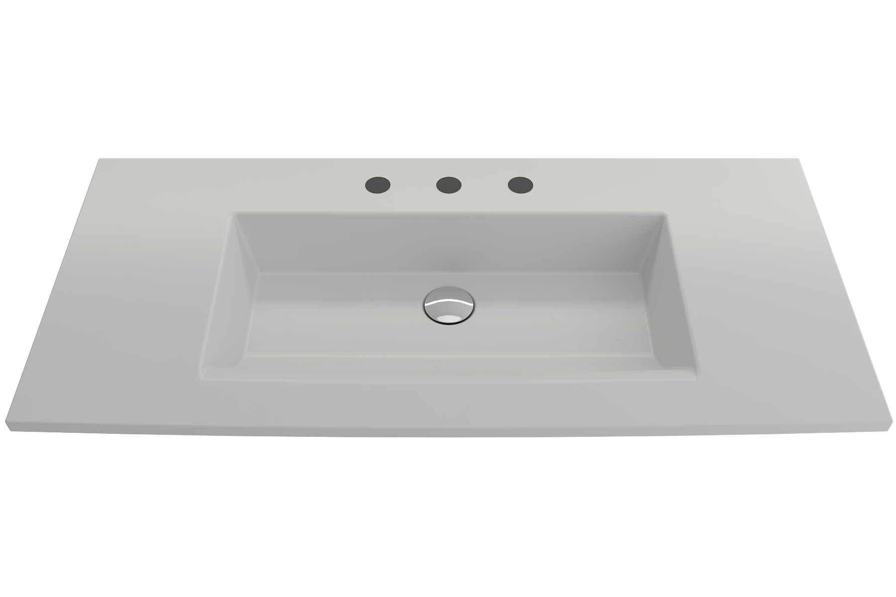 BOCCHI Ravenna 41" Rectangle Wallmount Fireclay Bathroom Sink, Matte White, 3 Faucet Hole, 1105-002-0127
