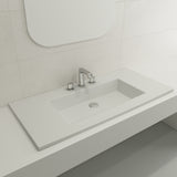 BOCCHI Ravenna 41" Rectangle Wallmount Fireclay Bathroom Sink, Matte White, 3 Faucet Hole, 1105-002-0127
