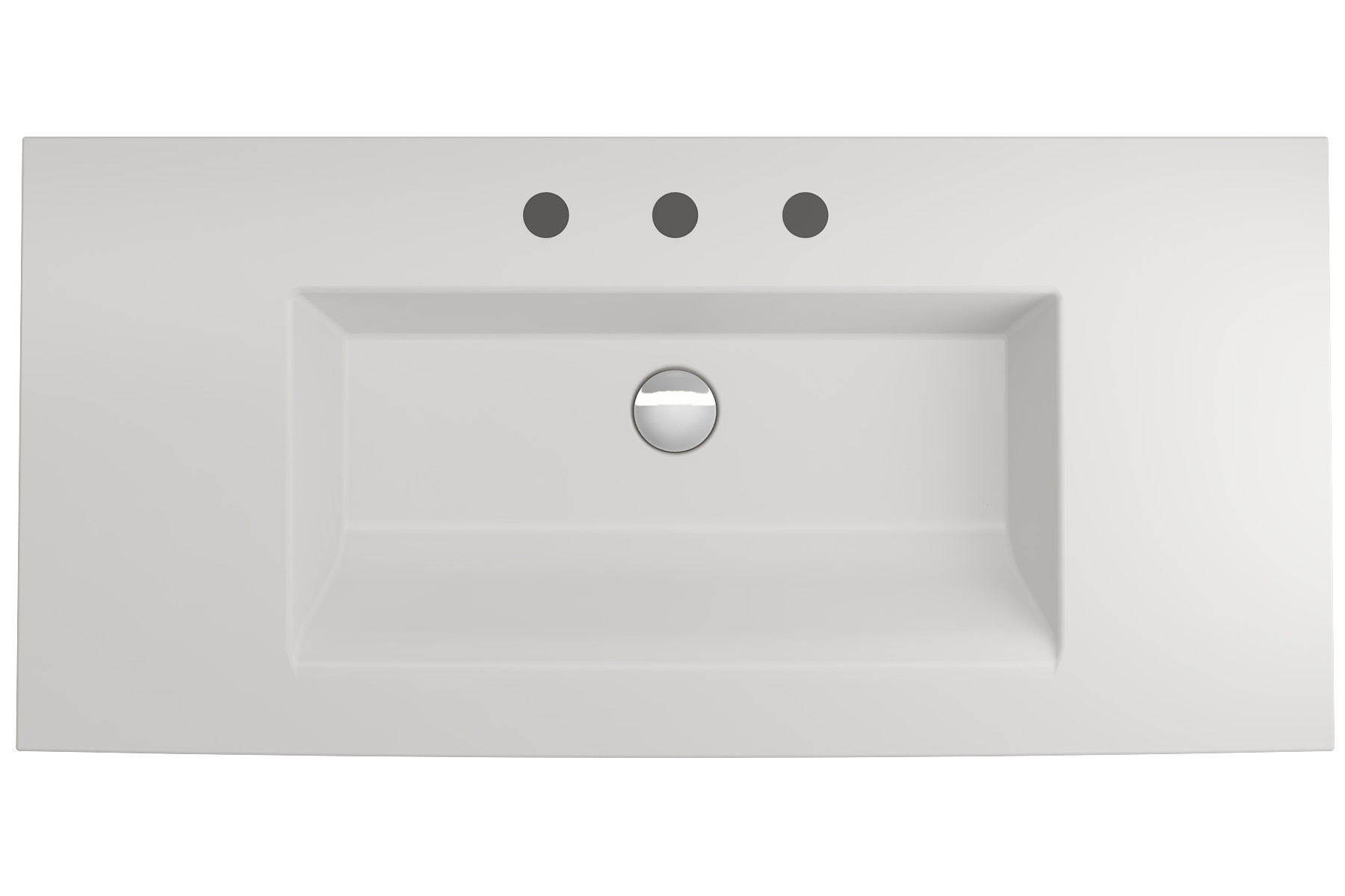 BOCCHI Ravenna 41" Rectangle Wallmount Fireclay Bathroom Sink, Matte White, 3 Faucet Hole, 1105-002-0127