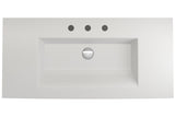 BOCCHI Ravenna 41" Rectangle Wallmount Fireclay Bathroom Sink, Matte White, 3 Faucet Hole, 1105-002-0127