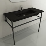BOCCHI Ravenna 41" Rectangle Wallmount Fireclay Bathroom Sink, Matte Black, Single Faucet Hole, 1105-004-0126
