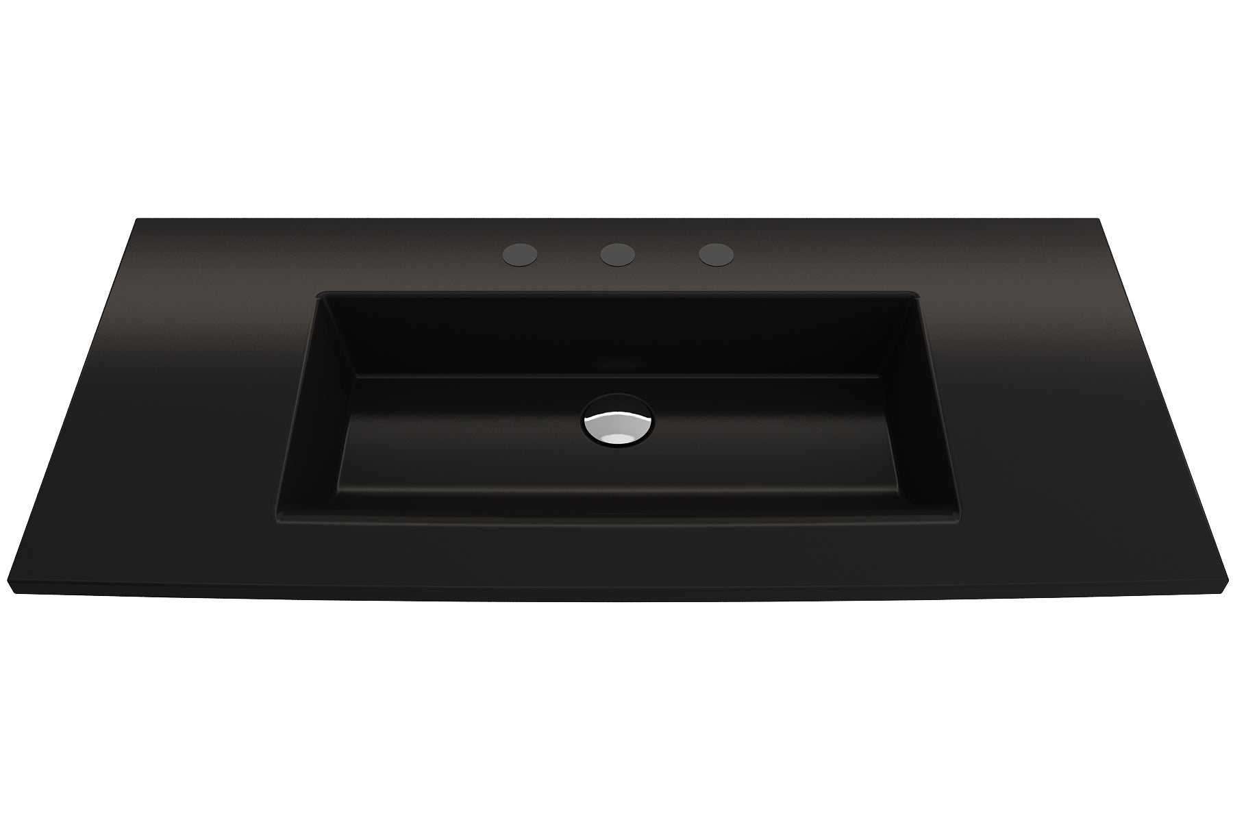 BOCCHI Ravenna 41" Rectangle Wallmount Fireclay Bathroom Sink, Matte Black, 3 Faucet Hole, 1105-004-0127