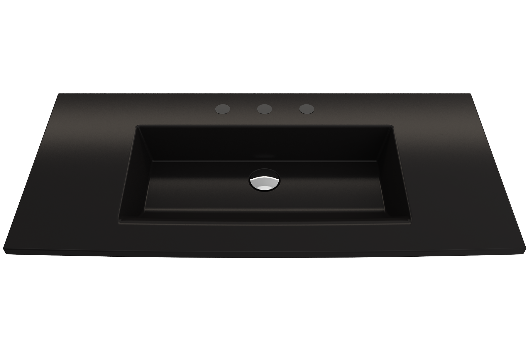 BOCCHI Ravenna 41" Rectangle Wallmount Fireclay Bathroom Sink, Matte Black, 3 Faucet Hole, 1105-004-0127