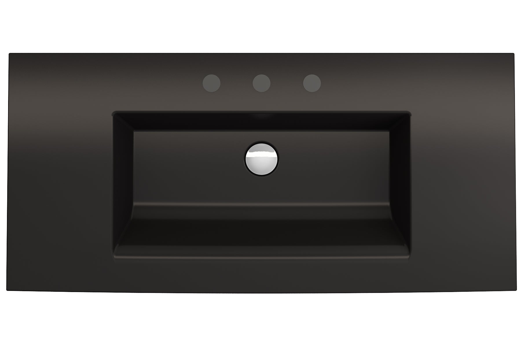 BOCCHI Ravenna 41" Rectangle Wallmount Fireclay Bathroom Sink, Matte Black, 3 Faucet Hole, 1105-004-0127