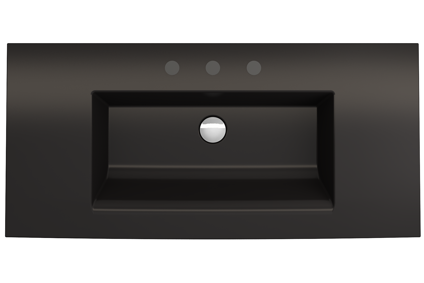 BOCCHI Ravenna 41" Rectangle Wallmount Fireclay Bathroom Sink, Matte Black, 3 Faucet Hole, 1105-004-0127