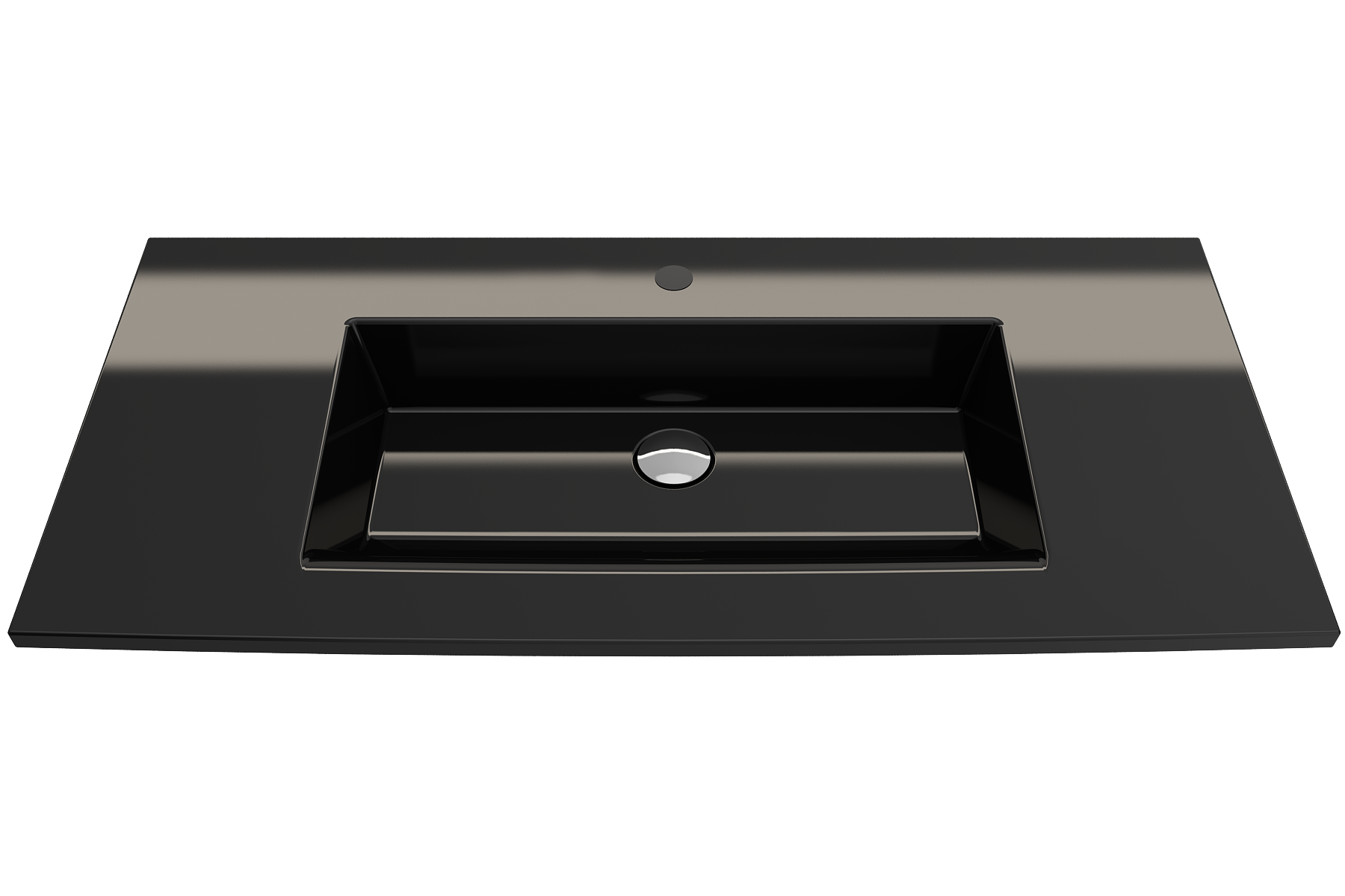 BOCCHI Ravenna 41" Rectangle Wallmount Fireclay Bathroom Sink, Black, Single Faucet Hole, 1105-005-0126
