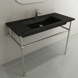 BOCCHI Ravenna 41" Rectangle Wallmount Fireclay Bathroom Sink, Black, Single Faucet Hole, 1105-005-0126