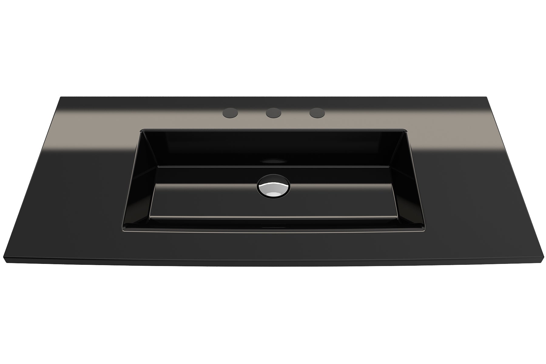 BOCCHI Ravenna 41" Rectangle Wallmount Fireclay Bathroom Sink, Black, 3 Faucet Hole, 1105-005-0127