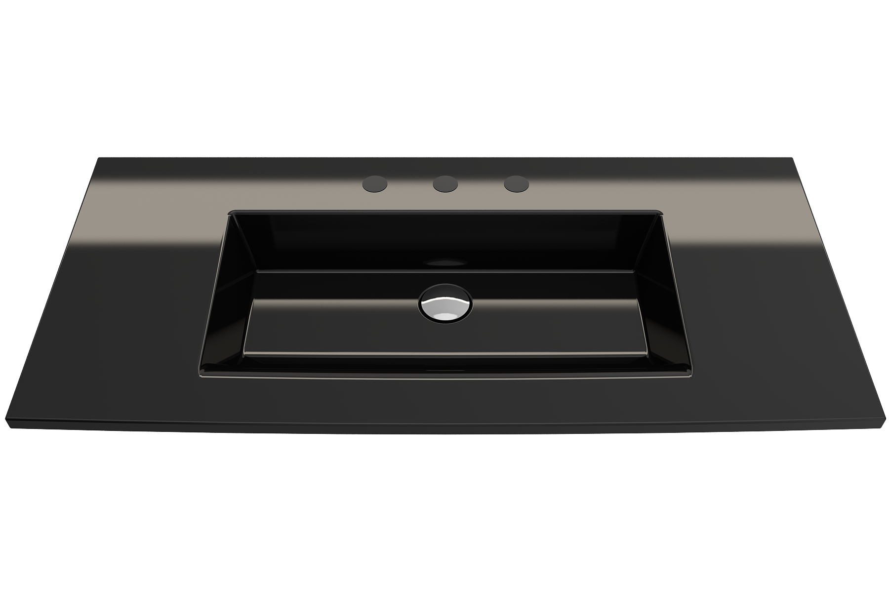 BOCCHI Ravenna 41" Rectangle Wallmount Fireclay Bathroom Sink, Black, 3 Faucet Hole, 1105-005-0127
