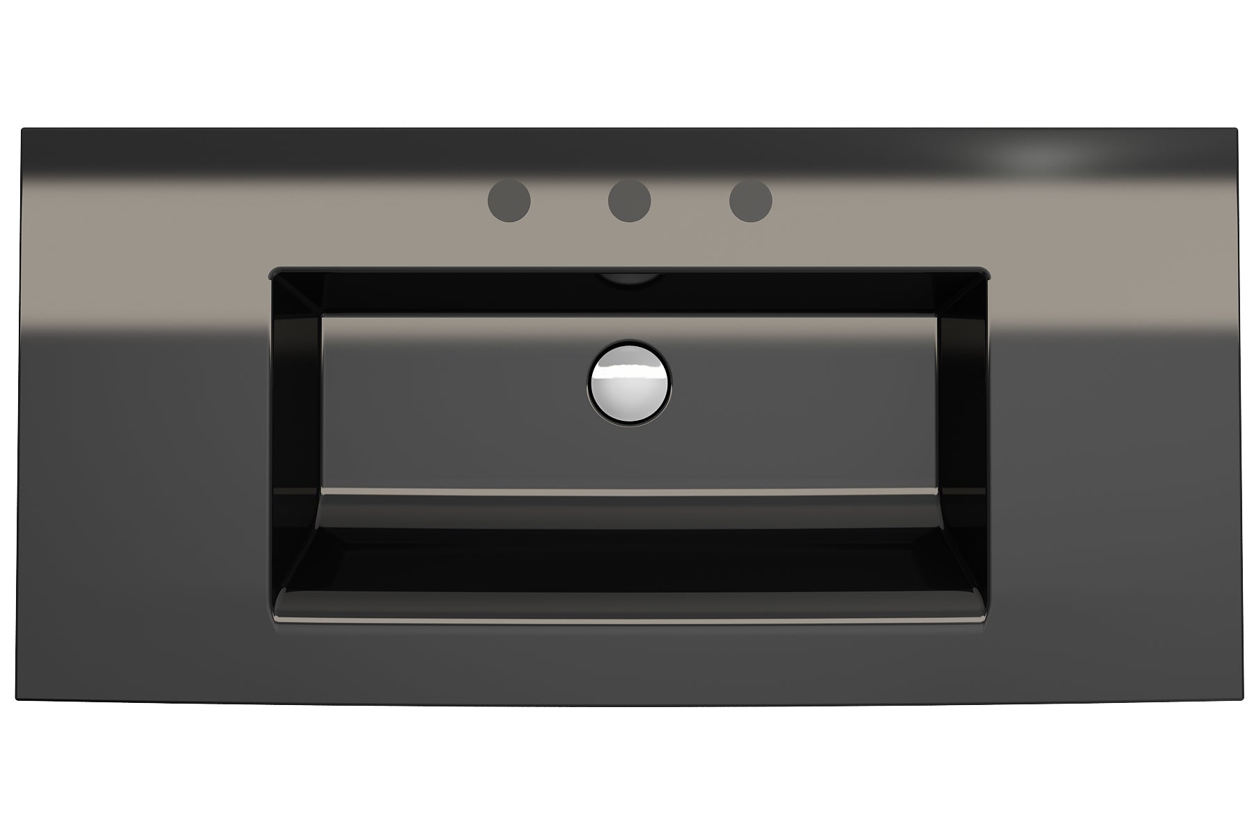 BOCCHI Ravenna 41" Rectangle Wallmount Fireclay Bathroom Sink, Black, 3 Faucet Hole, 1105-005-0127