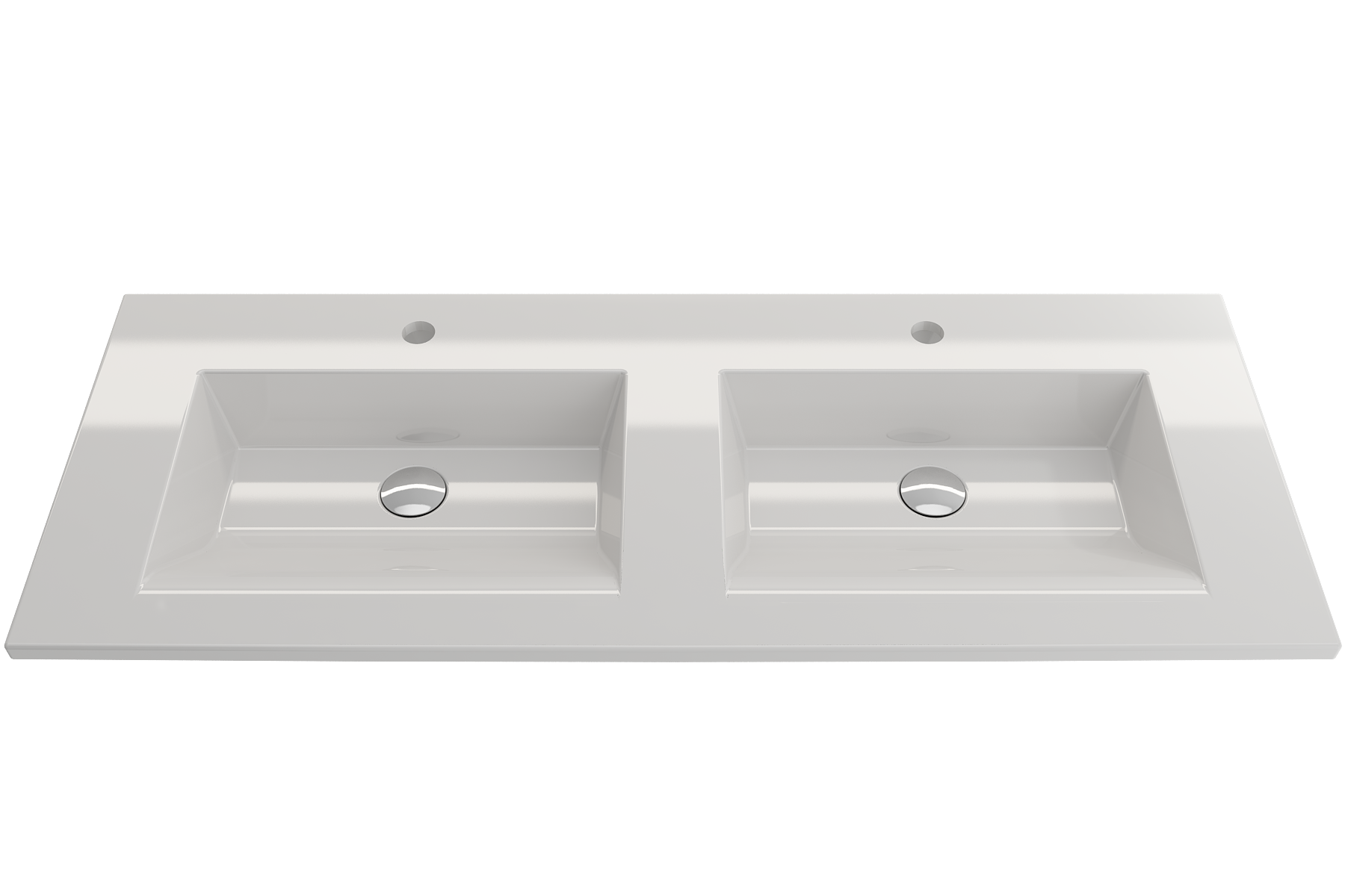 BOCCHI Ravenna 48" Rectangle Wallmount Fireclay Bathroom Sink, Double Basin, White, Single Faucet Hole, 1111-001-0132