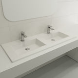 BOCCHI Ravenna 48" Rectangle Wallmount Fireclay Bathroom Sink, Double Basin, White, Single Faucet Hole, 1111-001-0132