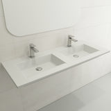 BOCCHI Ravenna 48" Rectangle Wallmount Fireclay Bathroom Sink, Double Basin, Matte White, Single Faucet Hole, 1111-002-0132
