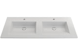 BOCCHI Ravenna 48" Rectangle Wallmount Fireclay Bathroom Sink, Double Basin, Matte White, Single Faucet Hole, 1111-002-0132