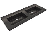 BOCCHI Ravenna 48" Rectangle Wallmount Fireclay Bathroom Sink, Double Basin, Matte Black, Single Faucet Hole, 1111-004-0132