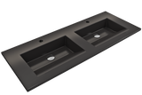 BOCCHI Ravenna 48" Rectangle Wallmount Fireclay Bathroom Sink, Double Basin, Matte Black, Single Faucet Hole, 1111-004-0132