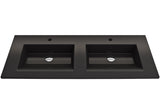 BOCCHI Ravenna 48" Rectangle Wallmount Fireclay Bathroom Sink, Double Basin, Matte Black, Single Faucet Hole, 1111-004-0132