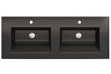 BOCCHI Ravenna 48" Rectangle Wallmount Fireclay Bathroom Sink, Double Basin, Matte Black, Single Faucet Hole, 1111-004-0132