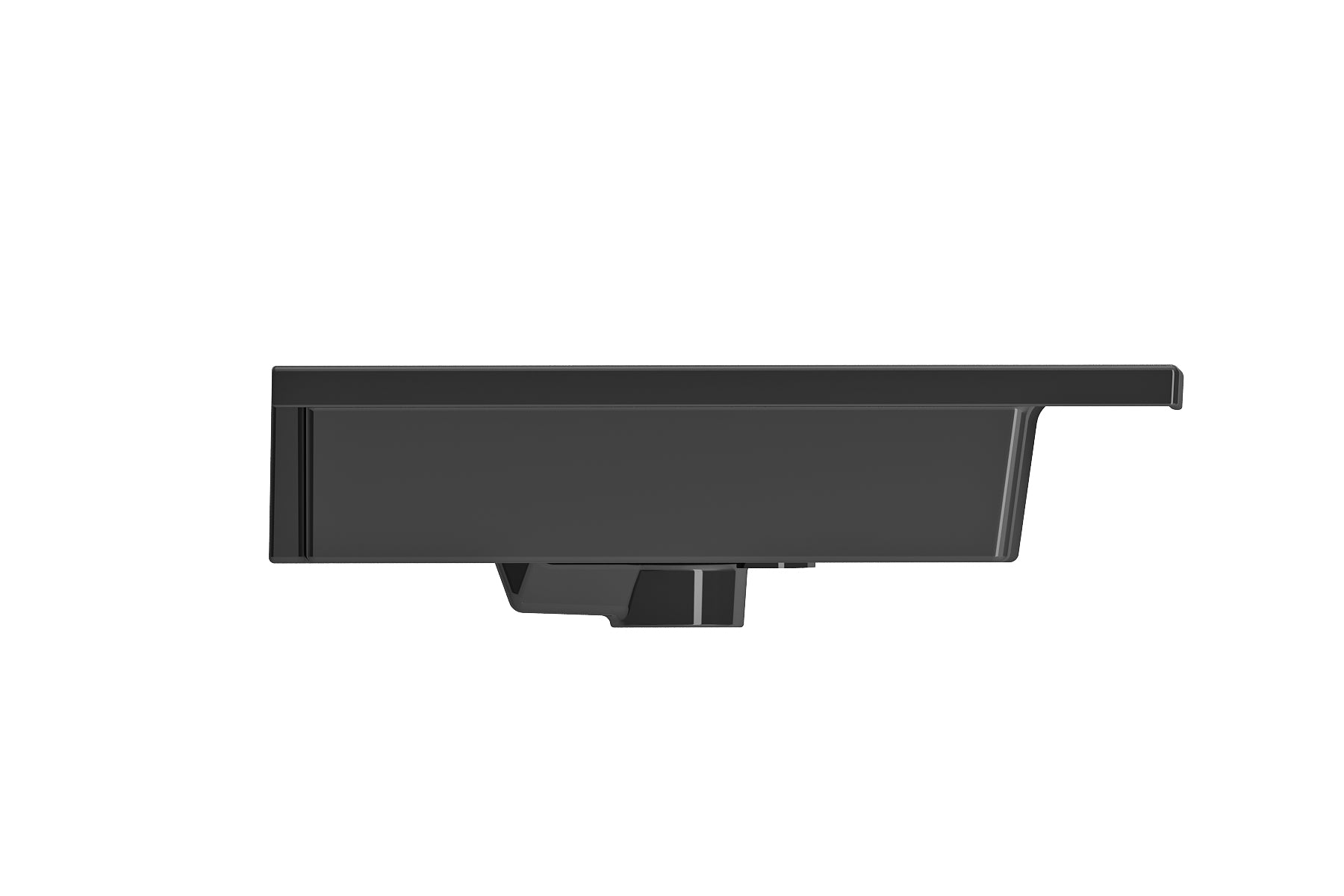 BOCCHI Ravenna 48" Rectangle Wallmount Fireclay Bathroom Sink, Double Basin, Black, Single Faucet Hole, 1111-005-0132