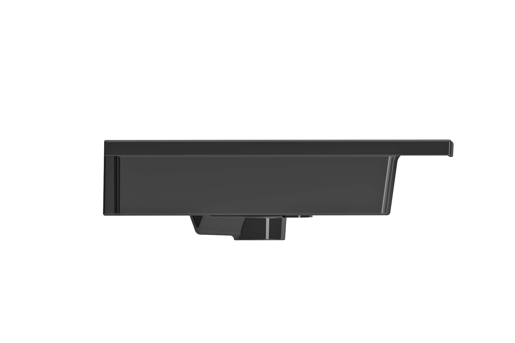 BOCCHI Ravenna 48" Rectangle Wallmount Fireclay Bathroom Sink, Double Basin, Black, Single Faucet Hole, 1111-005-0132