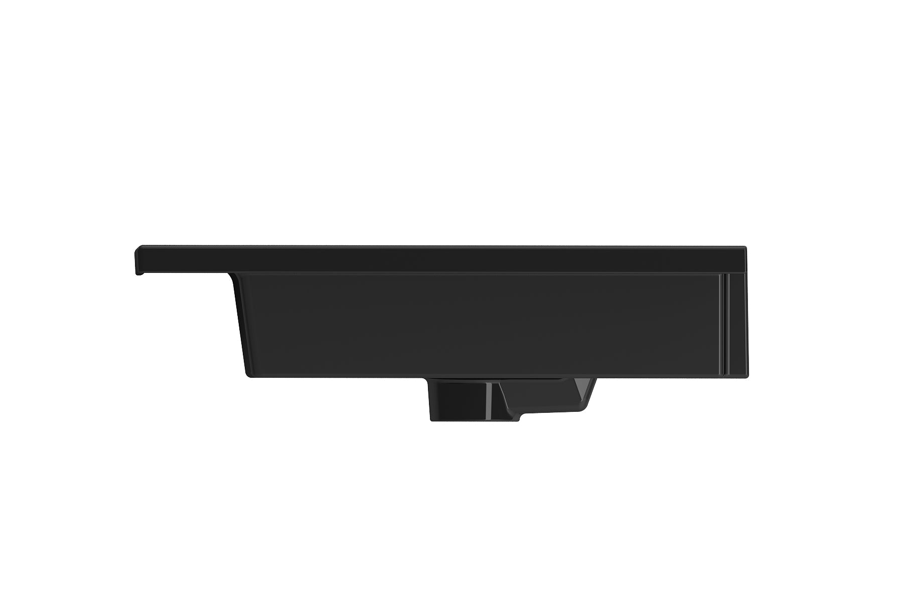 BOCCHI Ravenna 48" Rectangle Wallmount Fireclay Bathroom Sink, Double Basin, Black, Single Faucet Hole, 1111-005-0132
