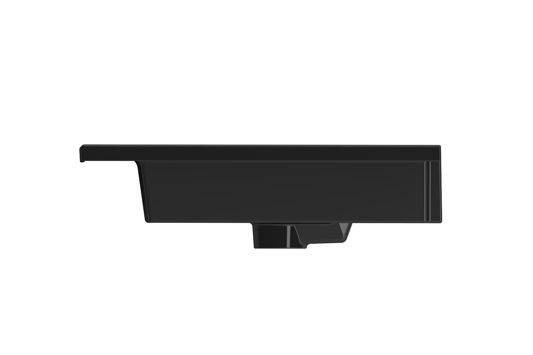 BOCCHI Ravenna 48" Rectangle Wallmount Fireclay Bathroom Sink, Double Basin, Black, Single Faucet Hole, 1111-005-0132
