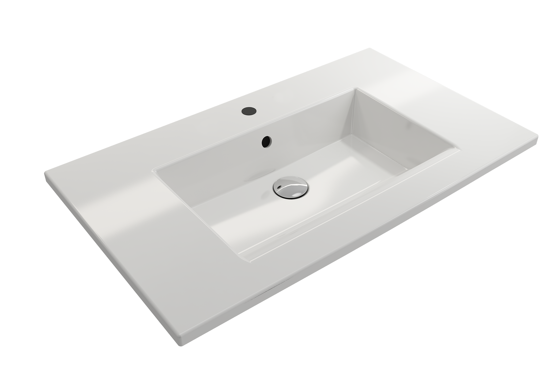 BOCCHI Ravenna 32" Rectangle Wallmount Fireclay Bathroom Sink, White, Single Faucet Hole, 1113-001-0126