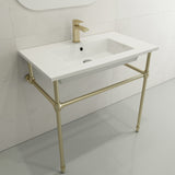 BOCCHI Ravenna 32" Rectangle Wallmount Fireclay Bathroom Sink, White, Single Faucet Hole, 1113-001-0126