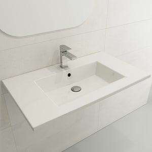 Alternate Image for BOCCHI Ravenna 32" Rectangle Wallmount Fireclay Bathroom Sink, White, 3 Faucet Hole, 1113-001-0127