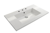 BOCCHI Ravenna 32" Rectangle Wallmount Fireclay Bathroom Sink, White, 3 Faucet Hole, 1113-001-0127