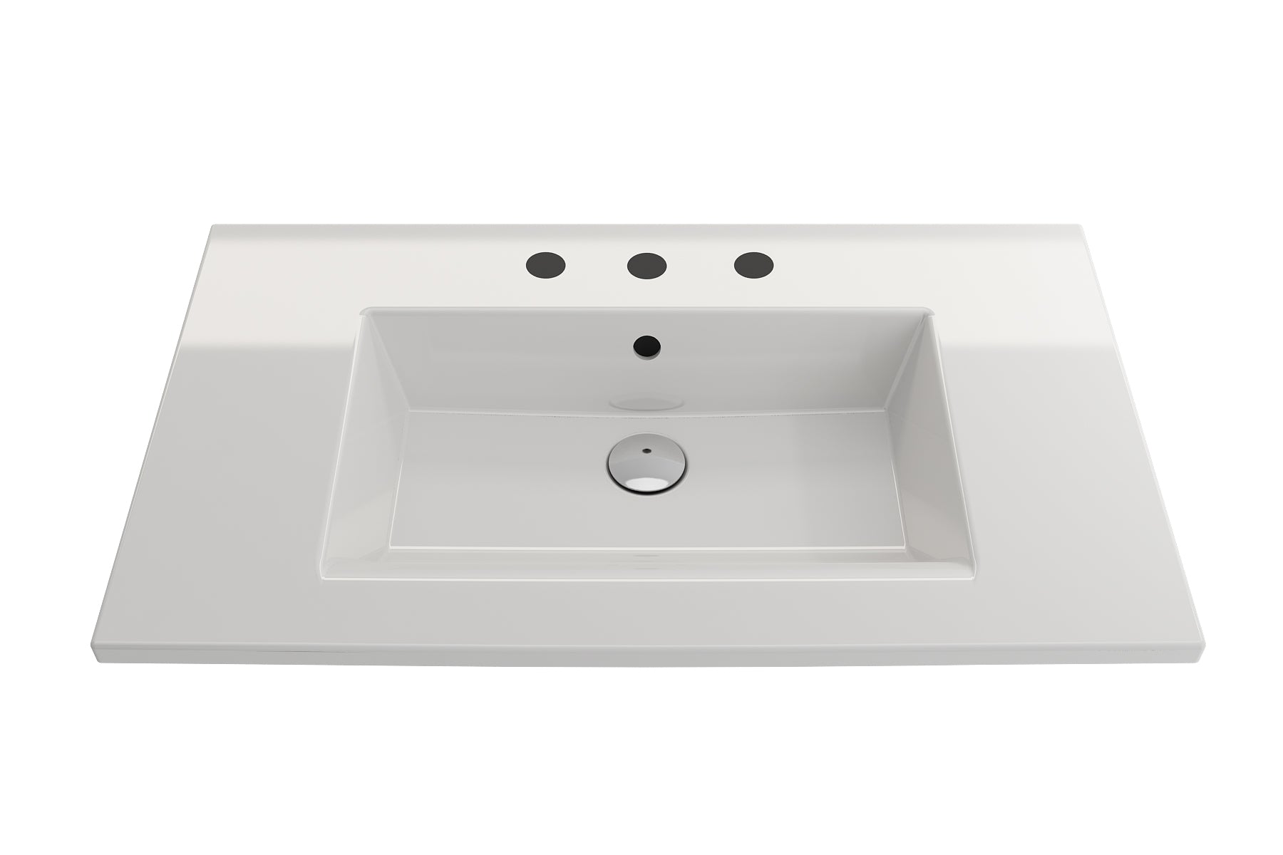 BOCCHI Ravenna 32" Rectangle Wallmount Fireclay Bathroom Sink, White, 3 Faucet Hole, 1113-001-0127