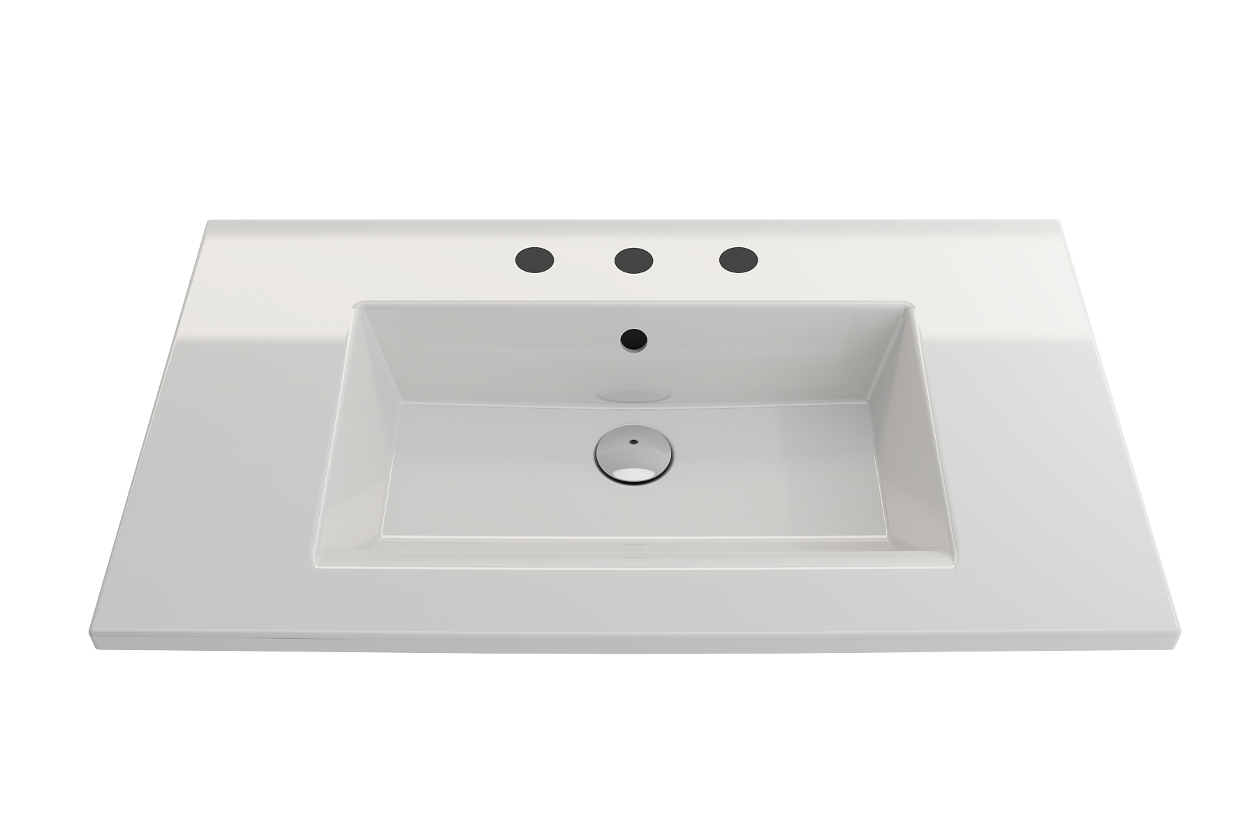 BOCCHI Ravenna 32" Rectangle Wallmount Fireclay Bathroom Sink, White, 3 Faucet Hole, 1113-001-0127