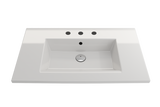 BOCCHI Ravenna 32" Rectangle Wallmount Fireclay Bathroom Sink, White, 3 Faucet Hole, 1113-001-0127