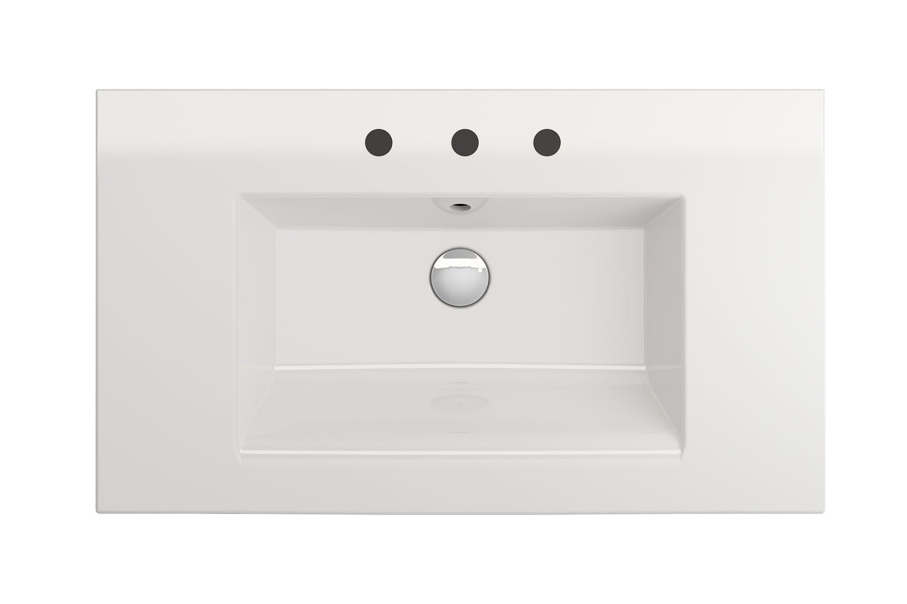 BOCCHI Ravenna 32" Rectangle Wallmount Fireclay Bathroom Sink, White, 3 Faucet Hole, 1113-001-0127