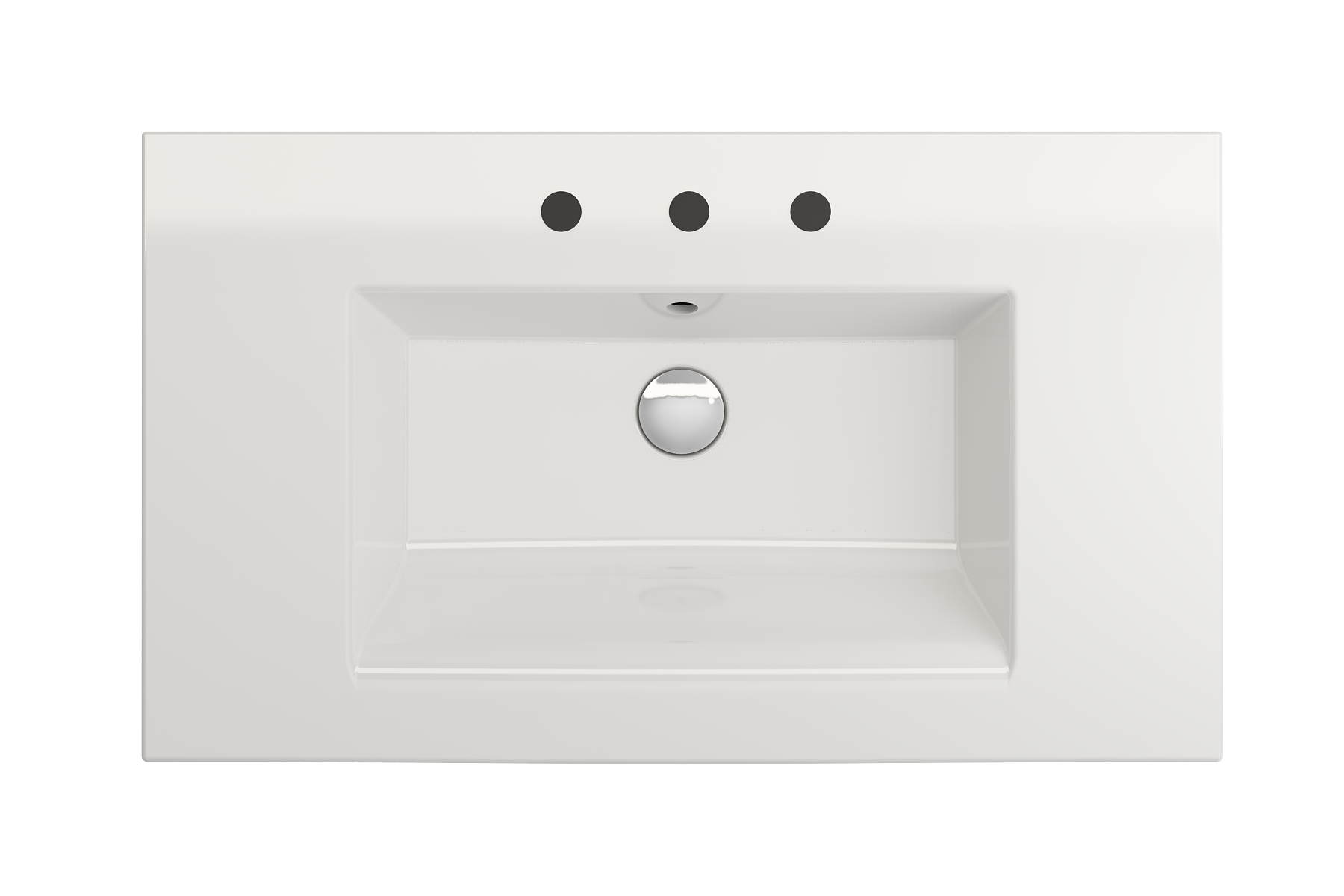 BOCCHI Ravenna 32" Rectangle Wallmount Fireclay Bathroom Sink, White, 3 Faucet Hole, 1113-001-0127