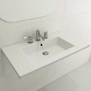 Alternate Image for BOCCHI Ravenna 32" Rectangle Wallmount Fireclay Bathroom Sink, Matte White, Single Faucet Hole, 1113-002-0126
