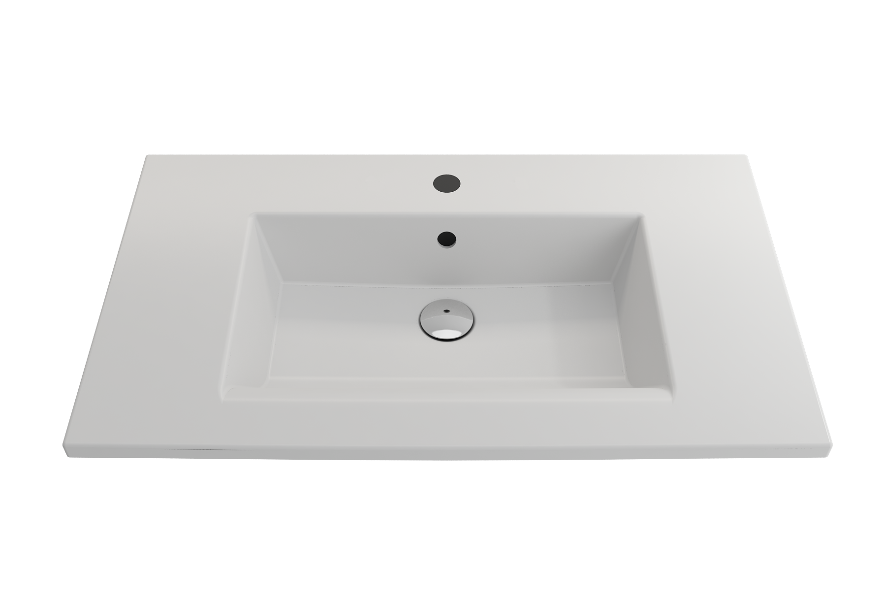 BOCCHI Ravenna 32" Rectangle Wallmount Fireclay Bathroom Sink, Matte White, Single Faucet Hole, 1113-002-0126