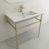 BOCCHI Ravenna 32" Rectangle Wallmount Fireclay Bathroom Sink, Matte White, Single Faucet Hole, 1113-002-0126