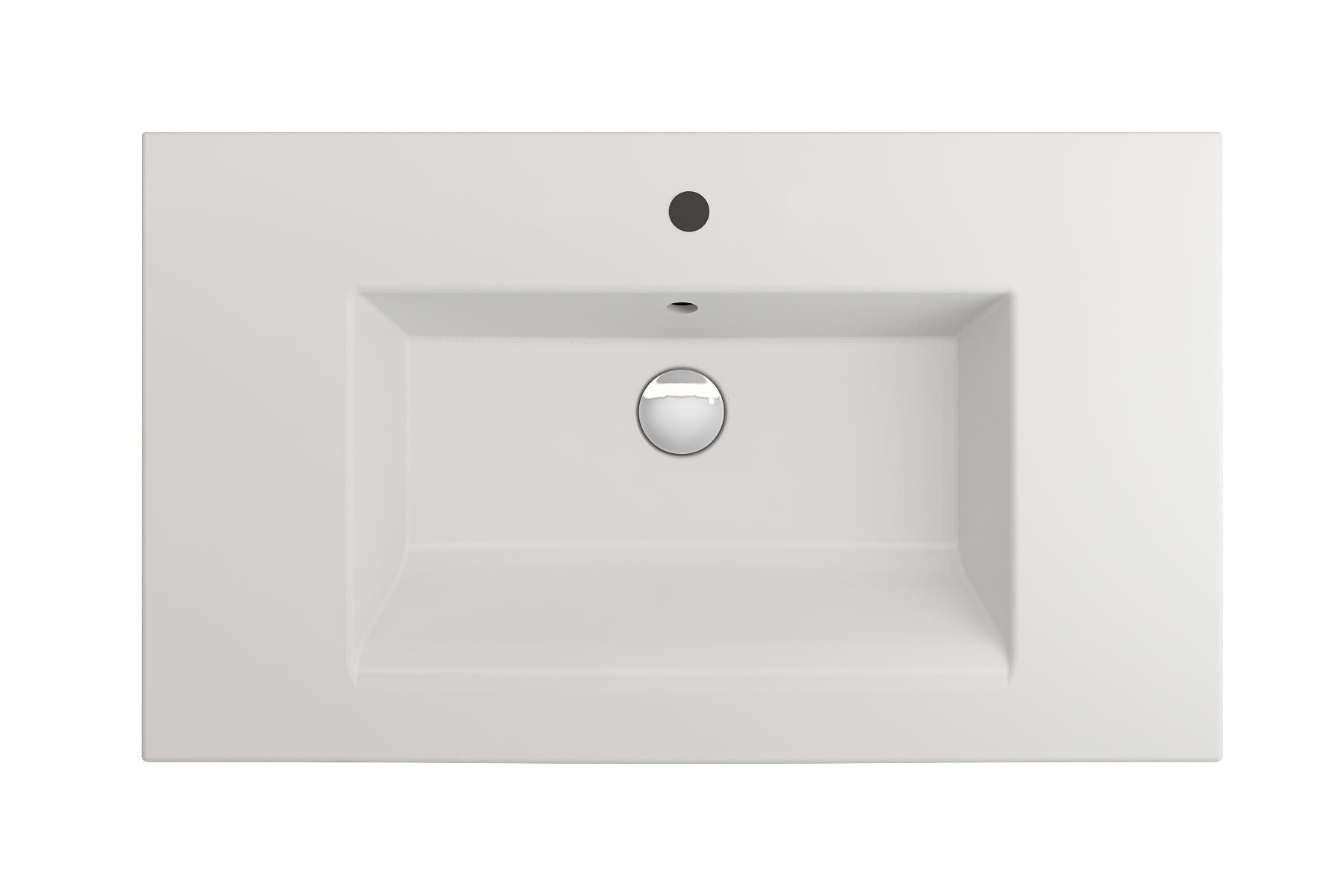 BOCCHI Ravenna 32" Rectangle Wallmount Fireclay Bathroom Sink, Matte White, Single Faucet Hole, 1113-002-0126