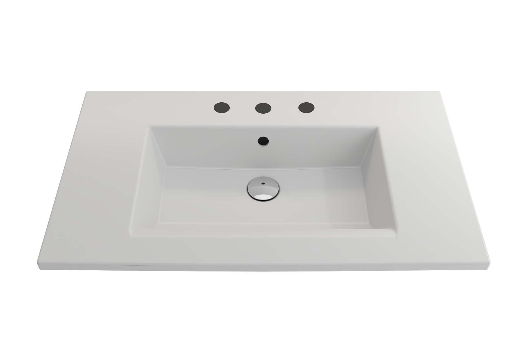 BOCCHI Ravenna 32" Rectangle Wallmount Fireclay Bathroom Sink, Matte White, 3 Faucet Hole, 1113-002-0127