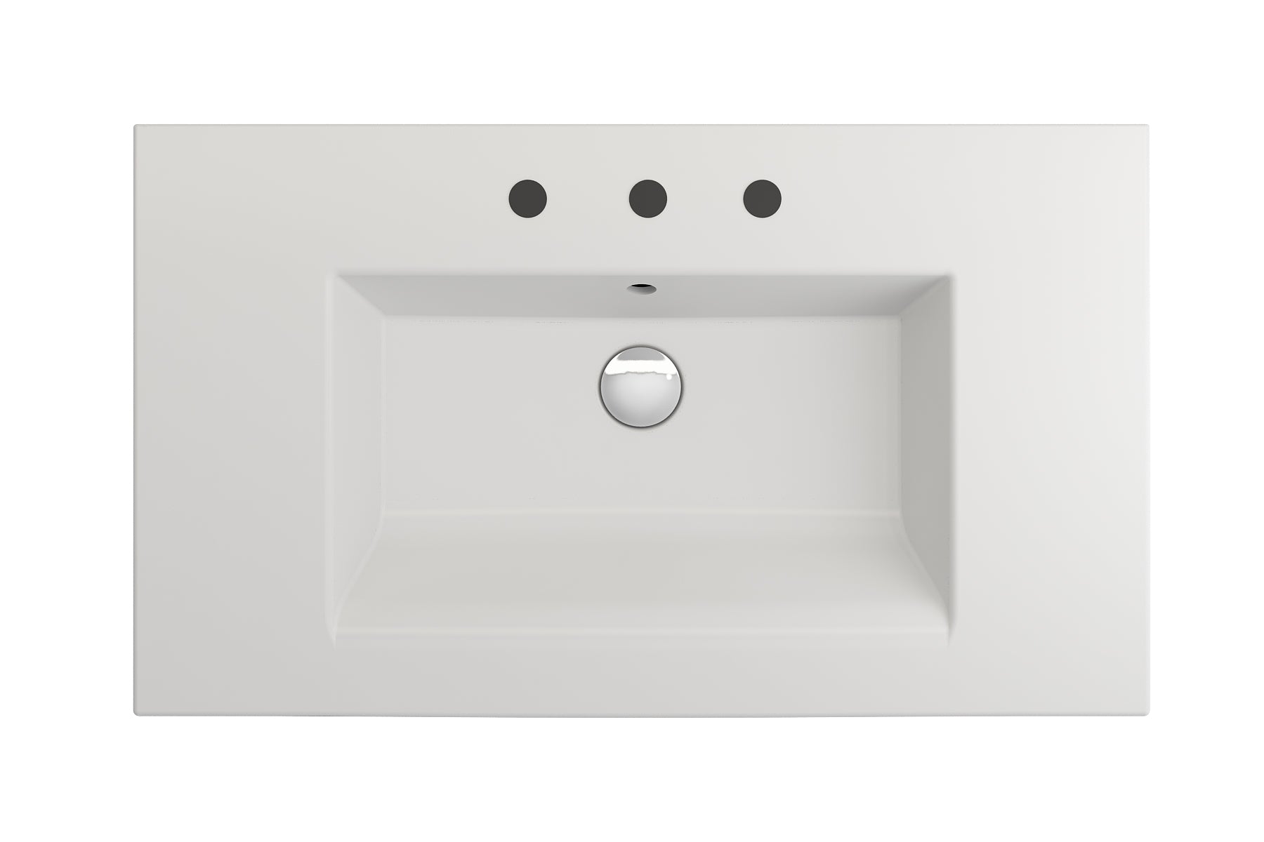 BOCCHI Ravenna 32" Rectangle Wallmount Fireclay Bathroom Sink, Matte White, 3 Faucet Hole, 1113-002-0127