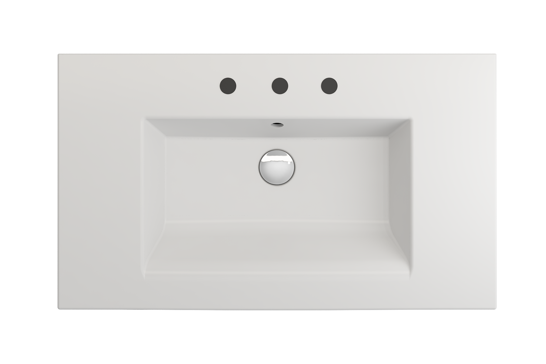 BOCCHI Ravenna 32" Rectangle Wallmount Fireclay Bathroom Sink, Matte White, 3 Faucet Hole, 1113-002-0127