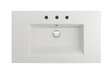 BOCCHI Ravenna 32" Rectangle Wallmount Fireclay Bathroom Sink, Matte White, 3 Faucet Hole, 1113-002-0127