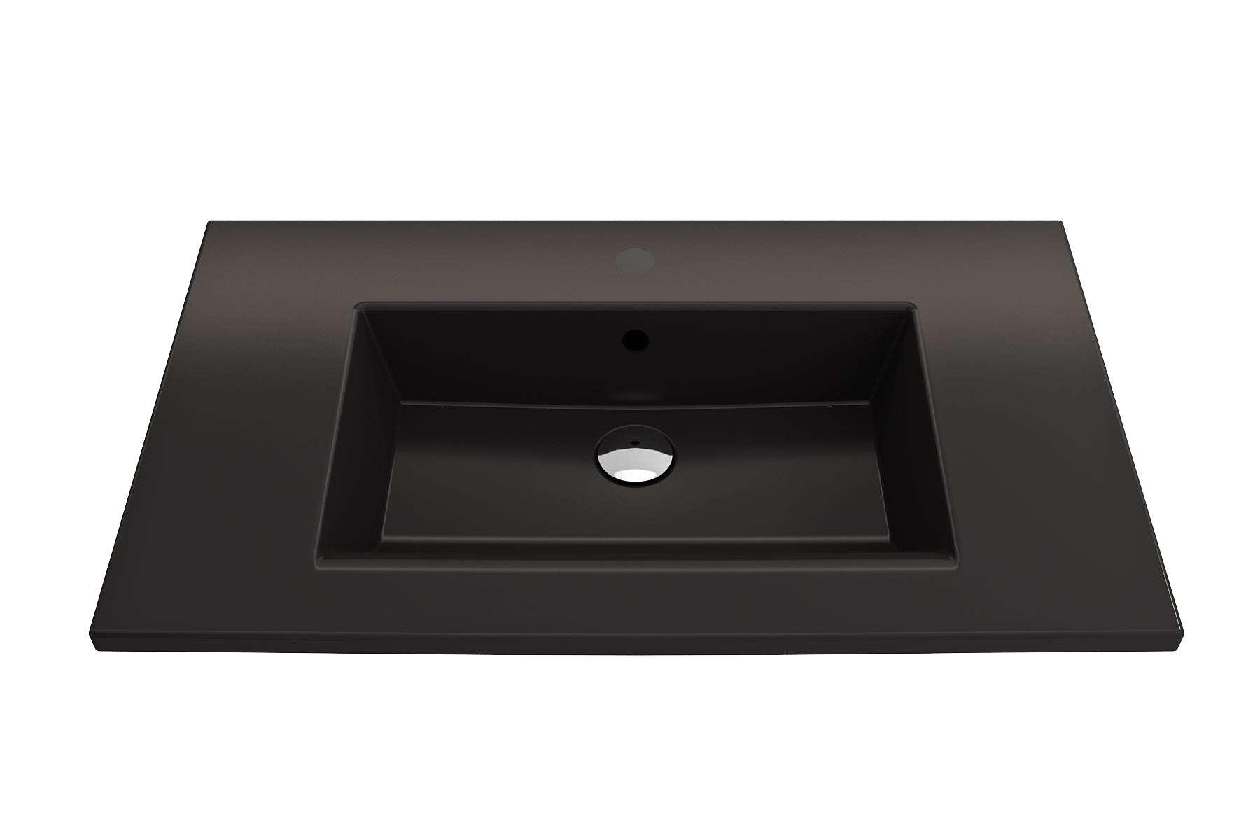 BOCCHI Ravenna 32" Rectangle Wallmount Fireclay Bathroom Sink, Matte Black, Single Faucet Hole, 1113-004-0126