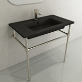 BOCCHI Ravenna 32" Rectangle Wallmount Fireclay Bathroom Sink, Matte Black, Single Faucet Hole, 1113-004-0126