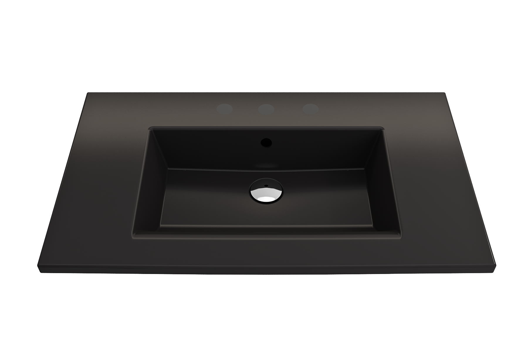 BOCCHI Ravenna 32" Rectangle Wallmount Fireclay Bathroom Sink, Matte Black, 3 Faucet Hole, 1113-004-0127