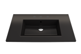 BOCCHI Ravenna 32" Rectangle Wallmount Fireclay Bathroom Sink, Matte Black, 3 Faucet Hole, 1113-004-0127