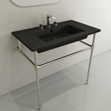 BOCCHI Ravenna 32" Rectangle Wallmount Fireclay Bathroom Sink, Matte Black, 3 Faucet Hole, 1113-004-0127