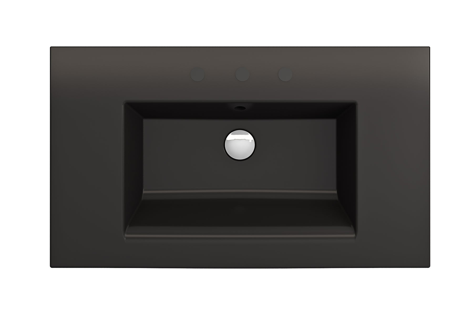 BOCCHI Ravenna 32" Rectangle Wallmount Fireclay Bathroom Sink, Matte Black, 3 Faucet Hole, 1113-004-0127