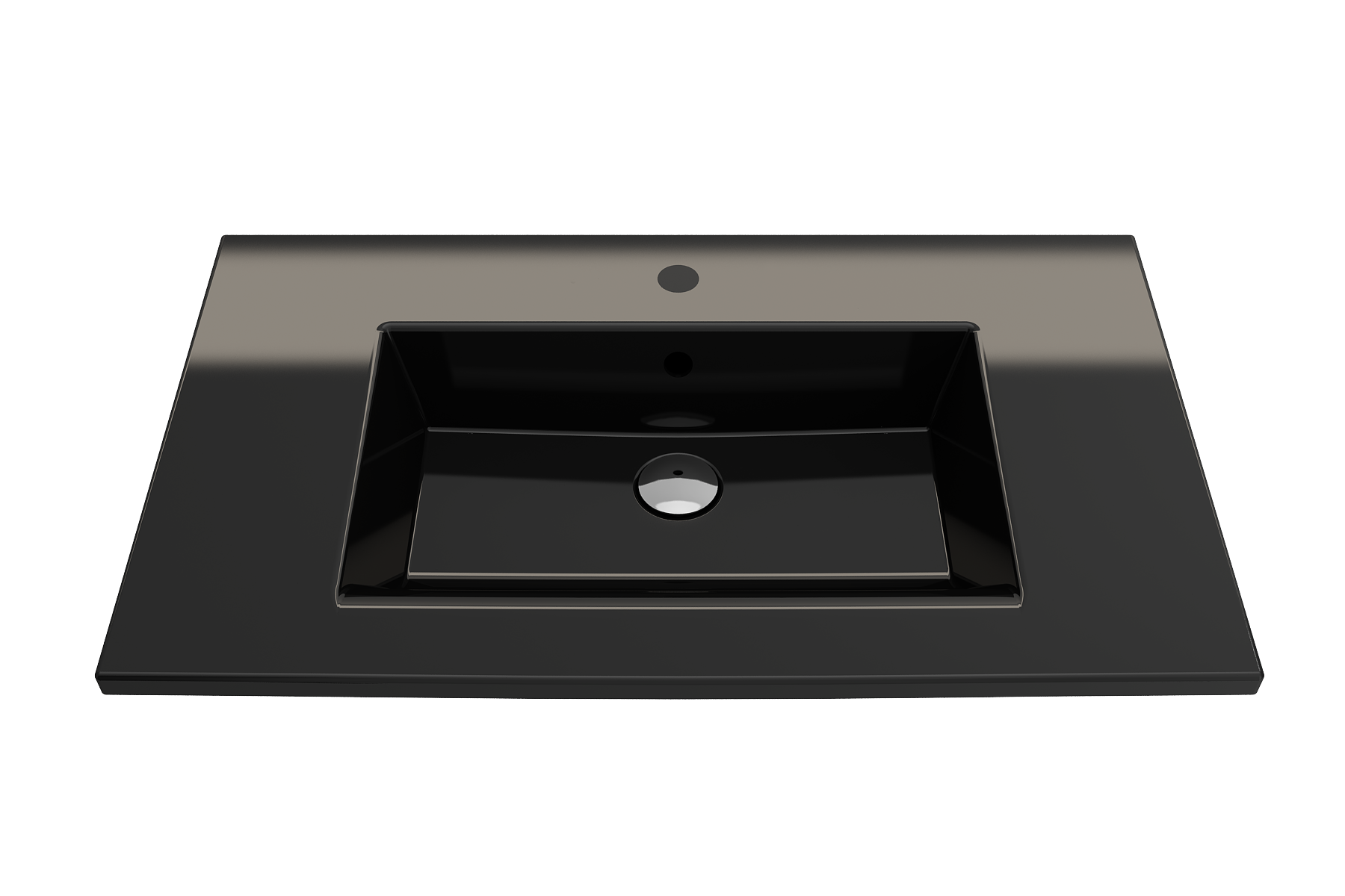 BOCCHI Ravenna 32" Rectangle Wallmount Fireclay Bathroom Sink, Black, Single Faucet Hole, 1113-005-0126